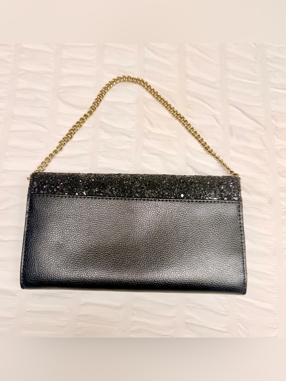 Kate Spade Black Glitter Chain Clutch with Gold Chain - Picture 2 of 5